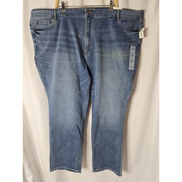 Old Navy women’s Mid-rise Power Slim Straight Jeans- Size 30-Plus Size- NWT - Picture 1 of 8